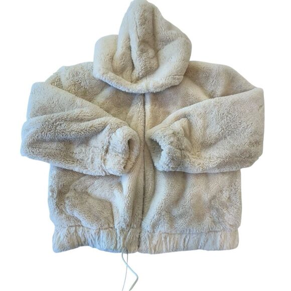 Forever 21 Faux Fur Plush Sherpa Cozy Hooded Bomber Zip Jacket, M - Picture 4 of 10